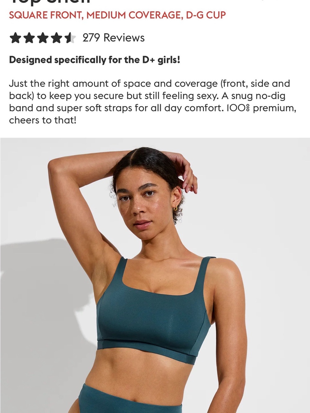 Left On Friday Top Shelf Bikini Top D+ Sz Large Teal - Picture 5 of 6